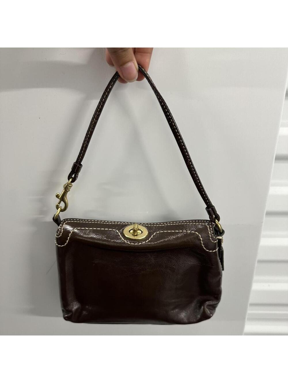 Vintage Coach Brown leather Coach mini shoulder bag wristlet